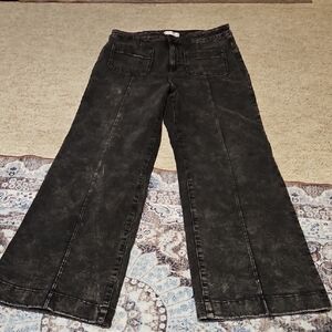 LC Lauren Conrad Faded Black Wide Leg Flare Jeans